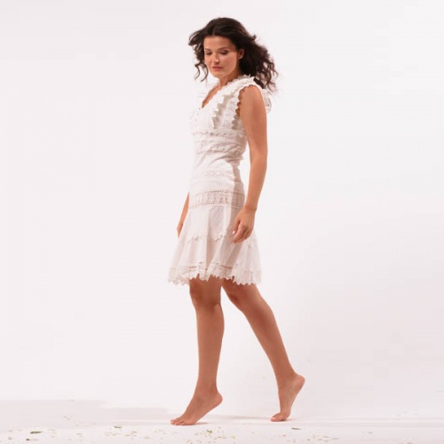 Платье NOSECRETS белое фактурное из хлопка и льна фото 4